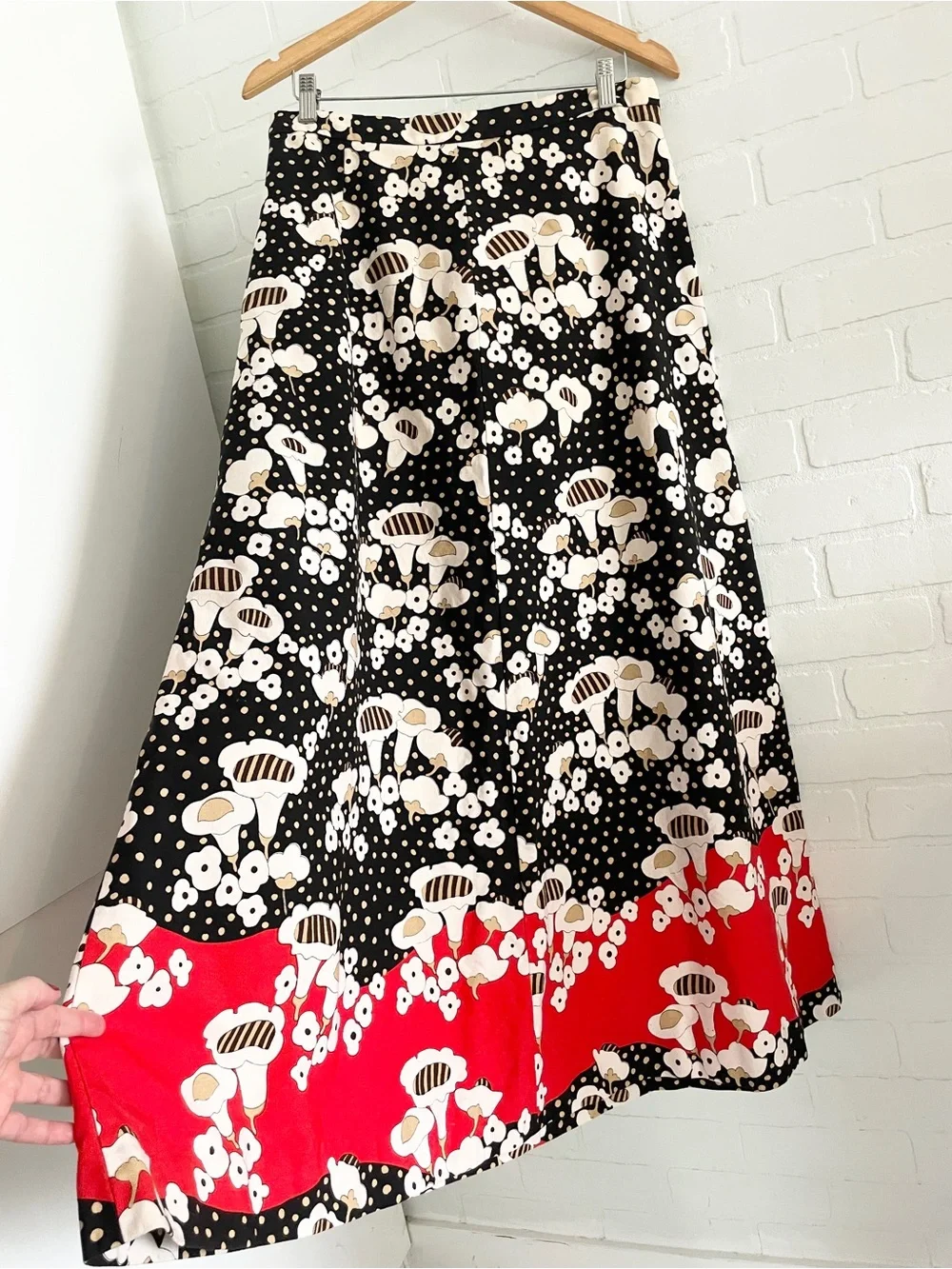 Vintage Holt Renfrew Italy Cotton Mod Botanical Maxi Skirt Editorial Size L - Picture 4 of 16